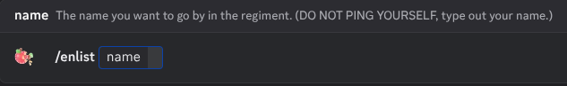 Example of the enlist command in Discord