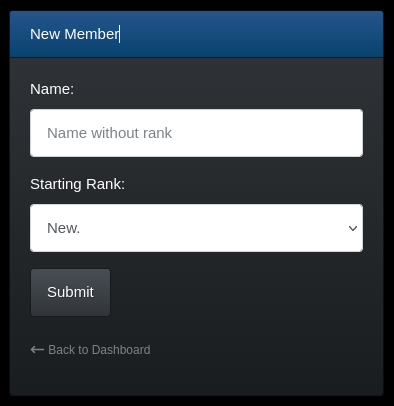 New Member form - Step 1