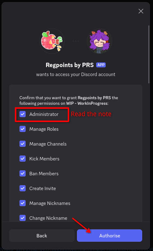 Authorizing the bot